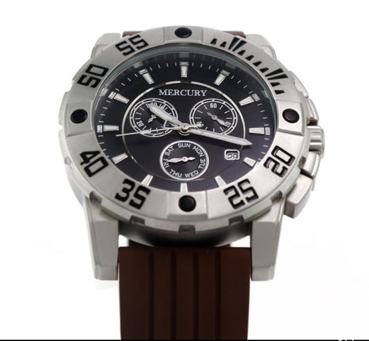 MERCURY • Swiss Chronograph Watch • Stainless Steel Quartz• ME10225-SX-3 • Brown