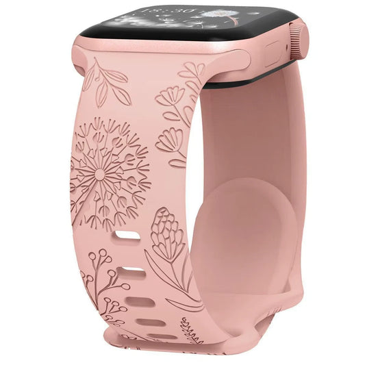 Dandelion Watch Band • Apple Watch Compatible • Engraved Silicone