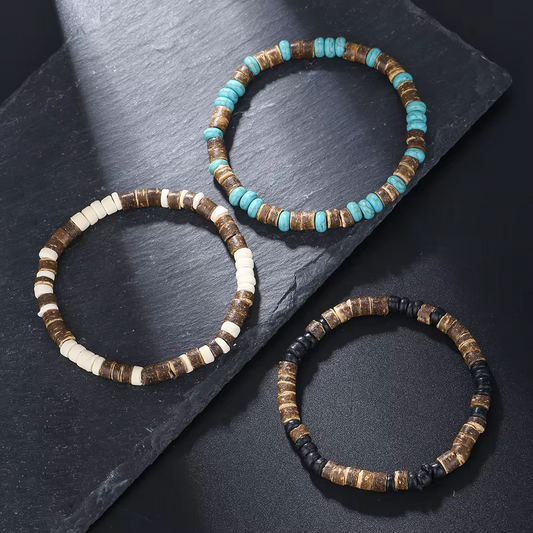 Minimalist Turquoise Bead Bracelet • Men's Trendy Jewelry • Pack of 5