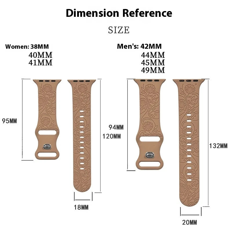 Butterfly Engraved Silicone Band for Apple Watch 38/40/41mm & 42/45/46/49/ Ultra
