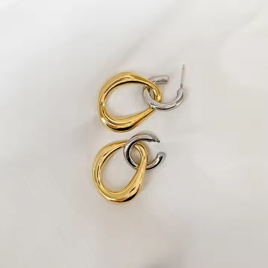 14K Gold Plated Geometric Drop Earrings • Trendy Patchwork Jewelry for Women
