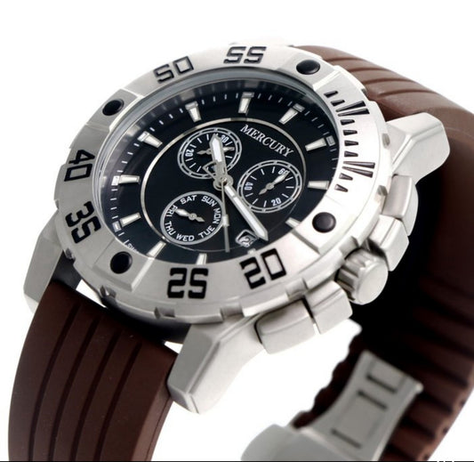 MERCURY • Swiss Chronograph Watch • Stainless Steel Quartz• ME10225-SX-3 • Brown