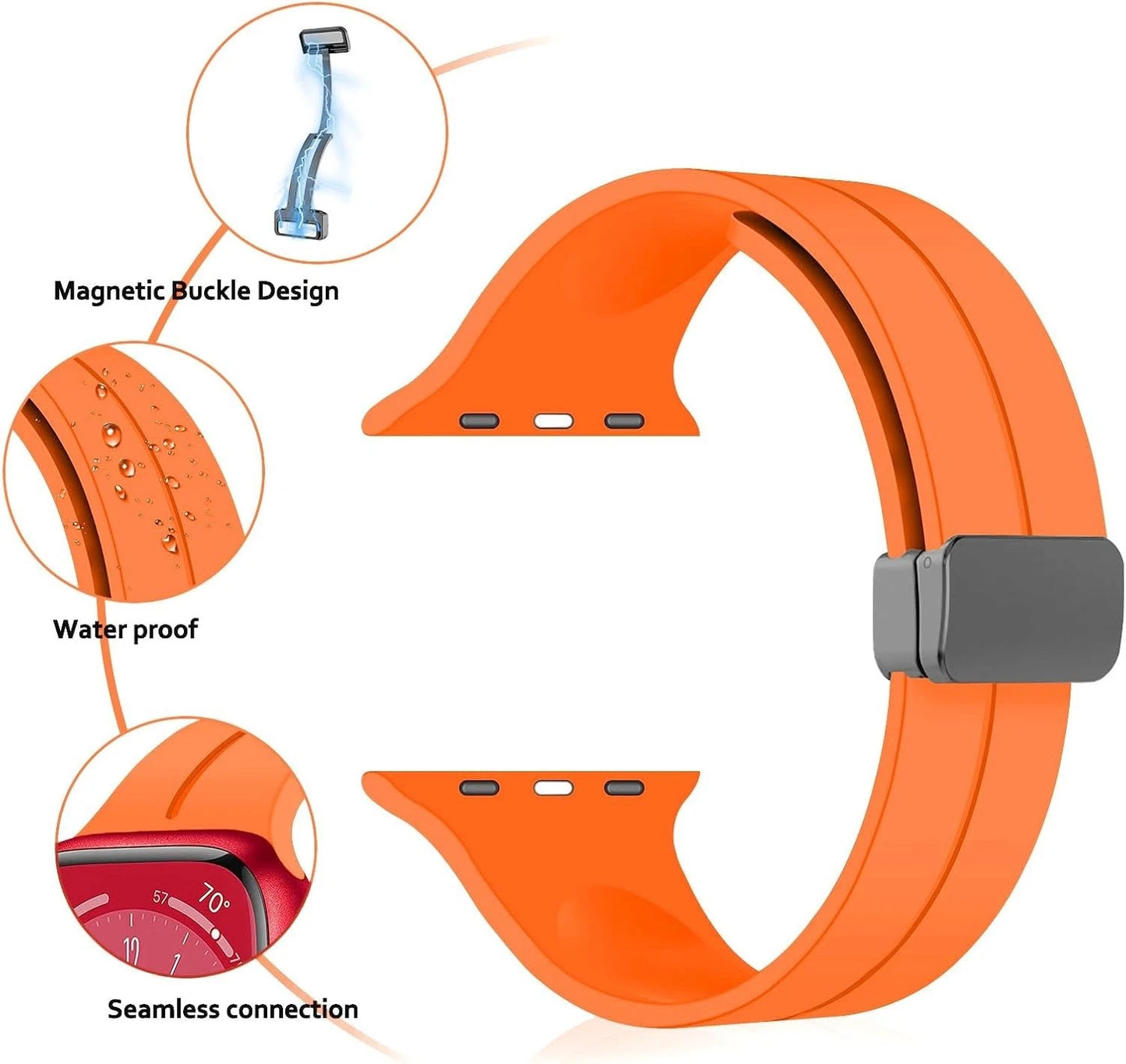 Sport Band for Apple Watch 38/40/41mm & 42/44/45/46/49/Ultra Silicone Adjustable
