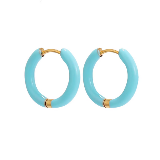 Women Candy Color Enamel Hoop Earrings • Stainless Steel • Fashion Jewelry