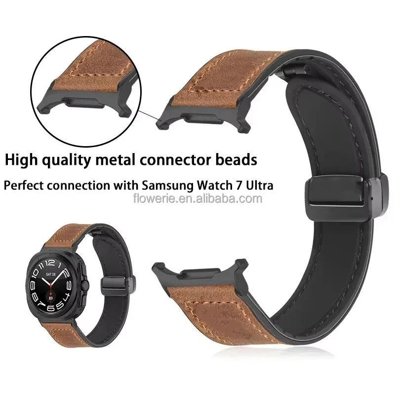 Leather Band Magnetic Clasp for Samsung Galaxy Watch Adjustable Premium Leather