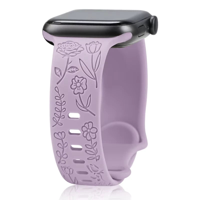 Engraved Roses Band for Apple Watch 38/40/41mm & 42/45/46/49/ Ultra Ailicone