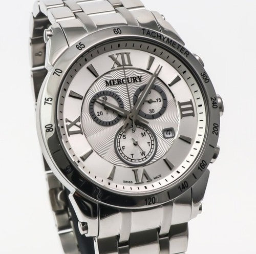 Mercury • ME335-SS-1 • Swiss Chronograph Watch • 45mm • Date SubDay • 5 ATM
