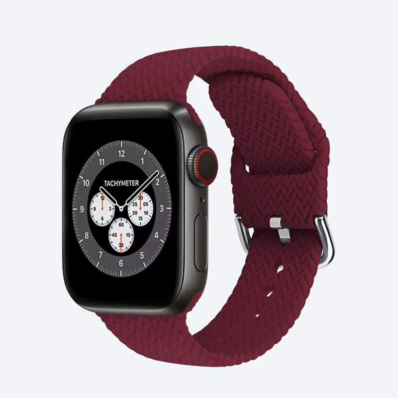 Woven Watch Band • Apple Watch Compatible • Soft Silicone • Adjustable 