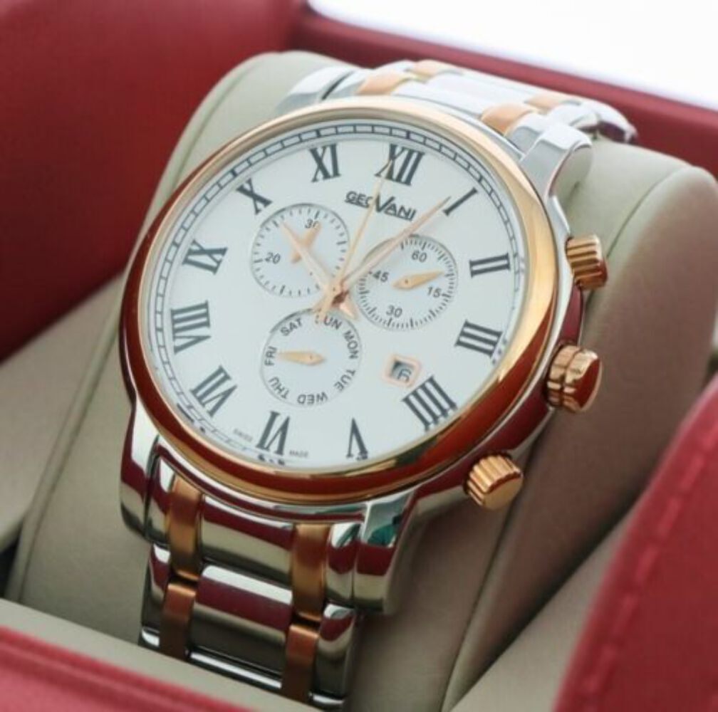 GEOVANI • Swiss Chronograph Watch • PVD Gold Stainless Steel• 45mm 5ATM GOC555