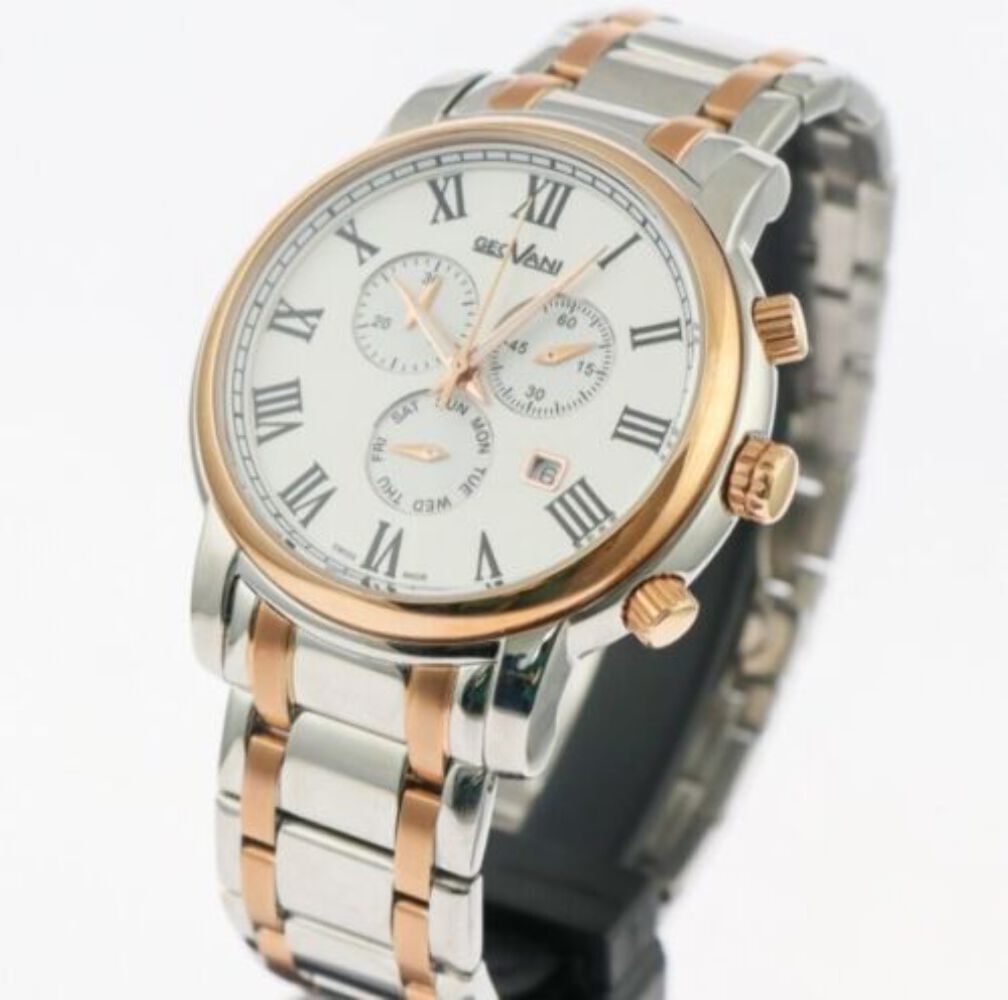 GEOVANI • Swiss Chronograph Watch • PVD Gold Stainless Steel• 45mm 5ATM GOC555