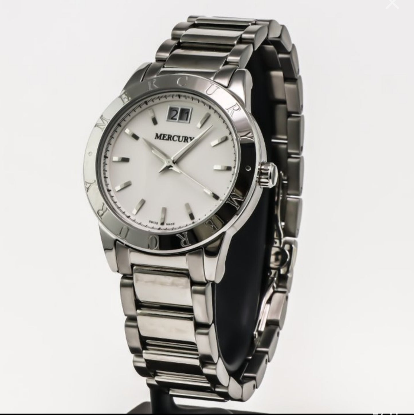 Mercury • Swiss Women's Watch •Stainless Steel Quart 36mm 5ATM • ME340 Big Date