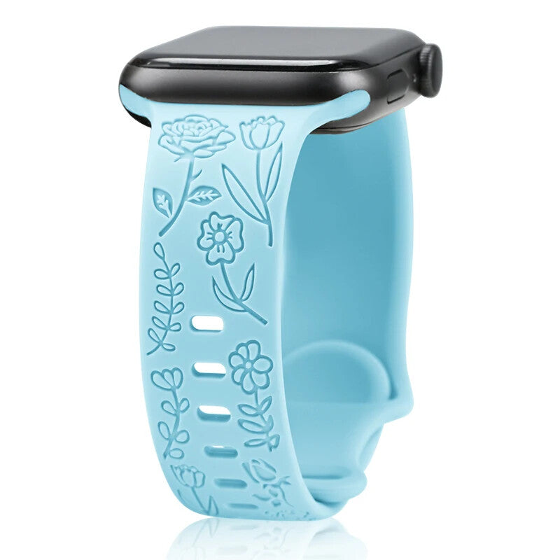 Engraved Soft Silicone Band • Waterproof Sport Strap • Apple Watch Compatible