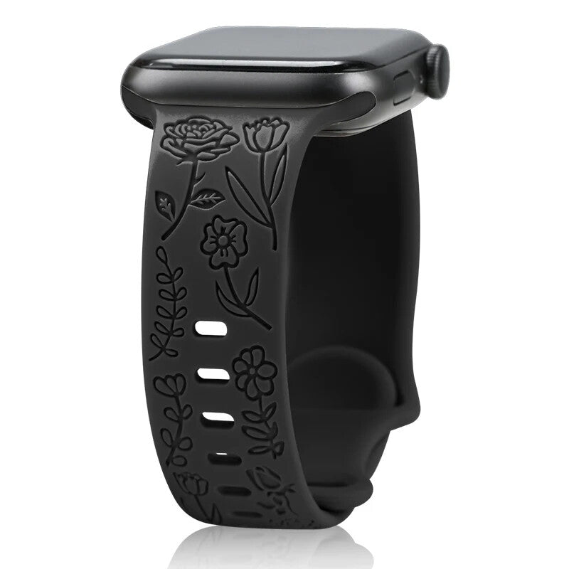 Engraved Soft Silicone Band • Waterproof Sport Strap • Apple Watch Compatible
