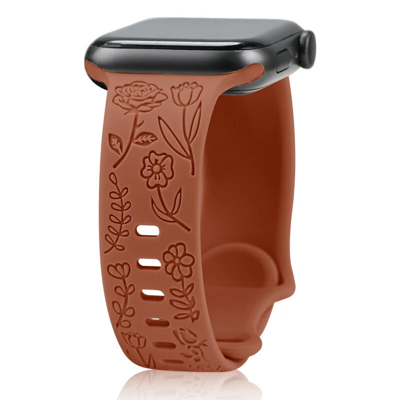 Engraved Soft Silicone Band • Waterproof Sport Strap • Apple Watch Compatible