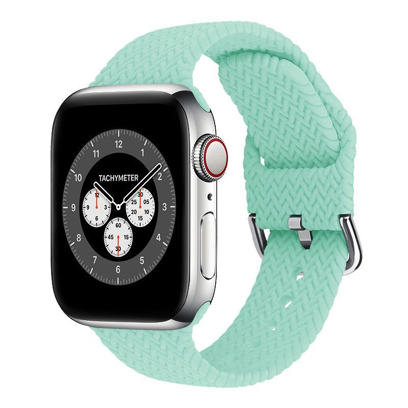 Woven Watch Band • Apple Watch Compatible • Soft Silicone • Adjustable 