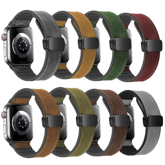 Leather Sport Band • Apple Watch Compatible • Magnetic Buckle - ChronoBling