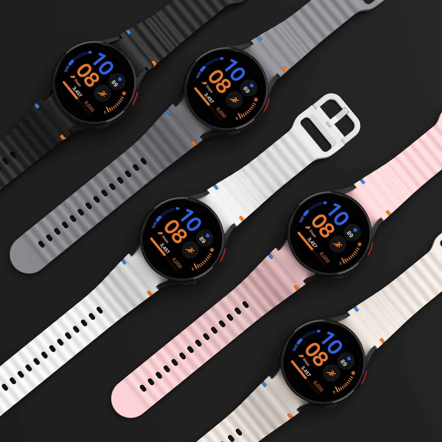 Wavy Silicone Sports Strap • 40mm 44mm • Compatible with Samsung