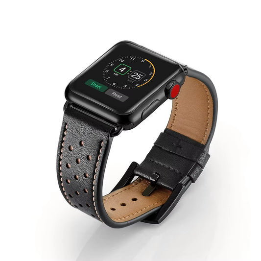 Luxury Leather iWatch Band Compatible w Apple Watch • 38/40/41 or 42/44/45/46/49 - ChronoBling