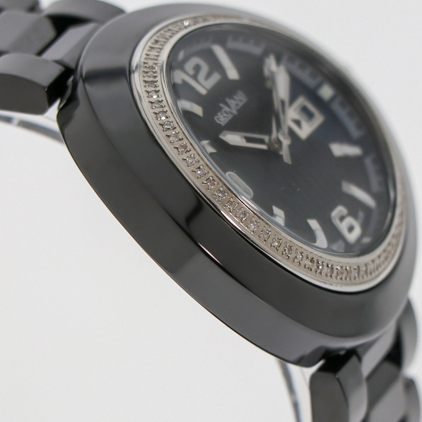 GEOVANI  • Swiss Watch • Black Ceramic • 34mm • Quartz • 3ATM • GOL510 • Gemmed
