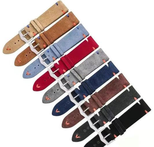 Suede Leather • Handmade Vintage Style SmartWatch Band • 22mm • Apple Compatible - ChronoBling