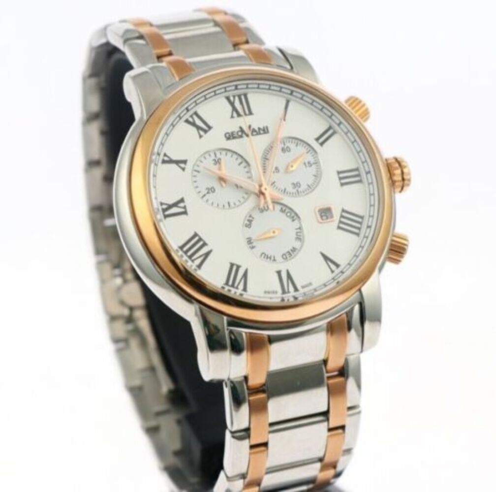 GEOVANI • Swiss Chronograph Watch • PVD Gold Stainless Steel• 45mm 5ATM GOC555