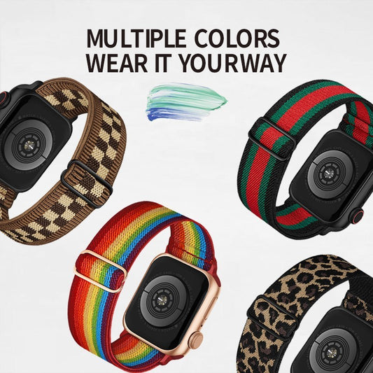 Nylon Watch Band • Apple Watch Compatible • Elastic Adjustable Comfortable 