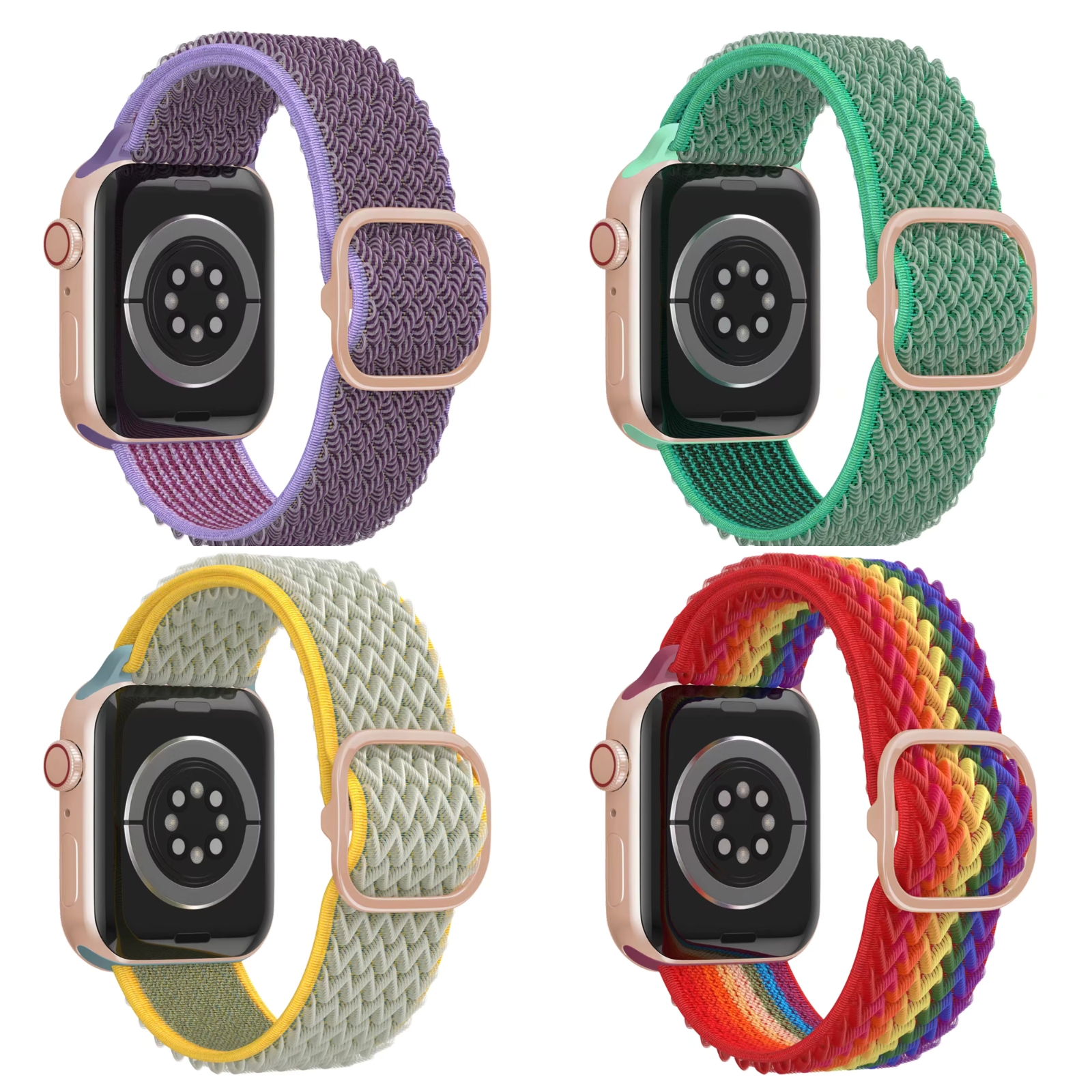4 Pack Watch Bands • Compatible With Apple Watch • Soft Breathable Nylon