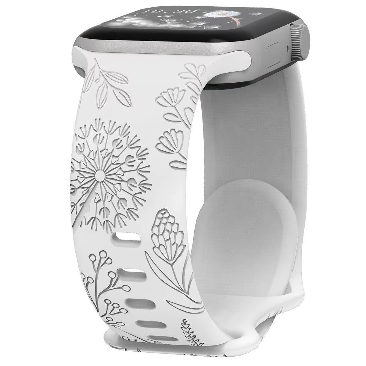 Dandelion Watch Band • Apple Watch Compatible • Engraved Silicone 