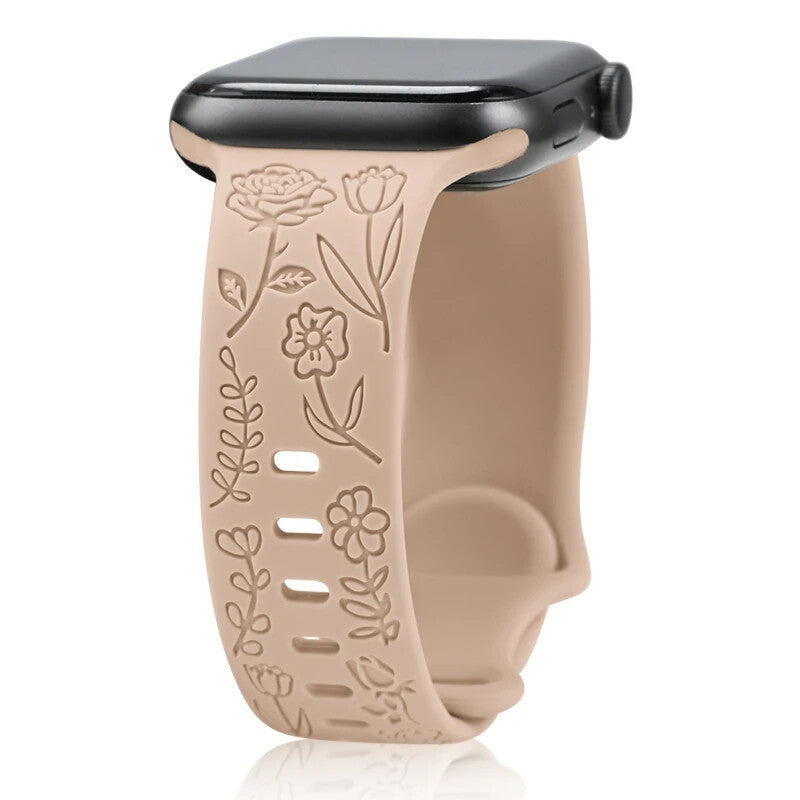 Engraved Soft Silicone Band • Waterproof Sport Strap • Apple Watch Compatible