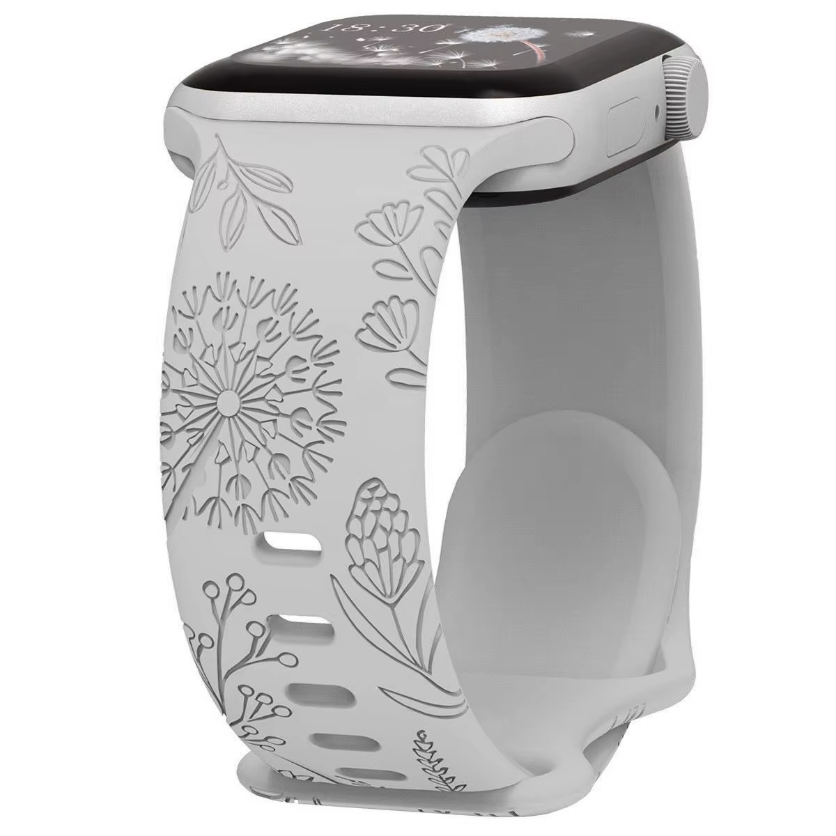 Dandelion Watch Band • Apple Watch Compatible • Engraved Silicone 