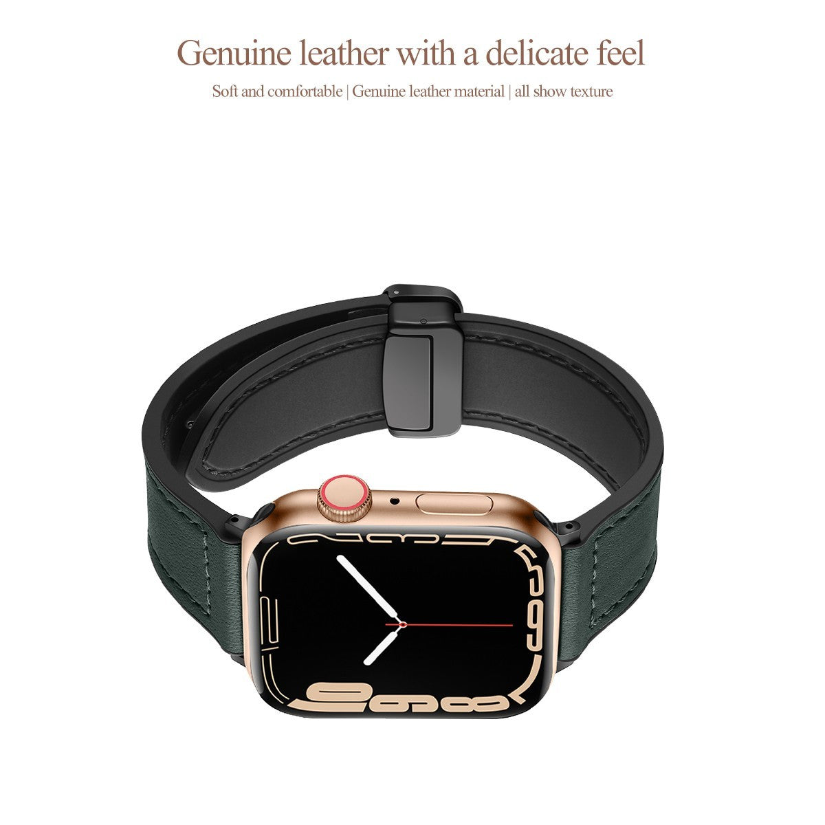 Leather Watch Band • Magnetic Clasp • Apple Watch Compatible • Adjustable 