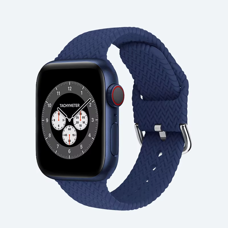 Woven Watch Band • Apple Watch Compatible • Soft Silicone • Adjustable 