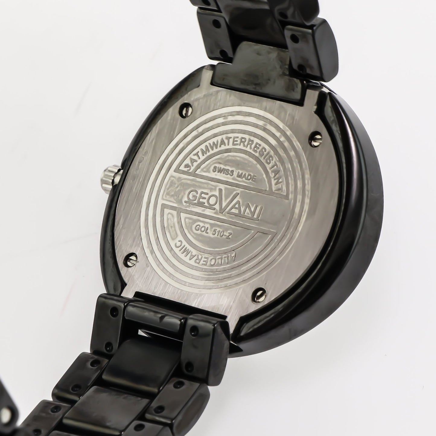 GEOVANI  • Swiss Watch • Black Ceramic • 34mm • Quartz • 3ATM • GOL510 • Gemmed