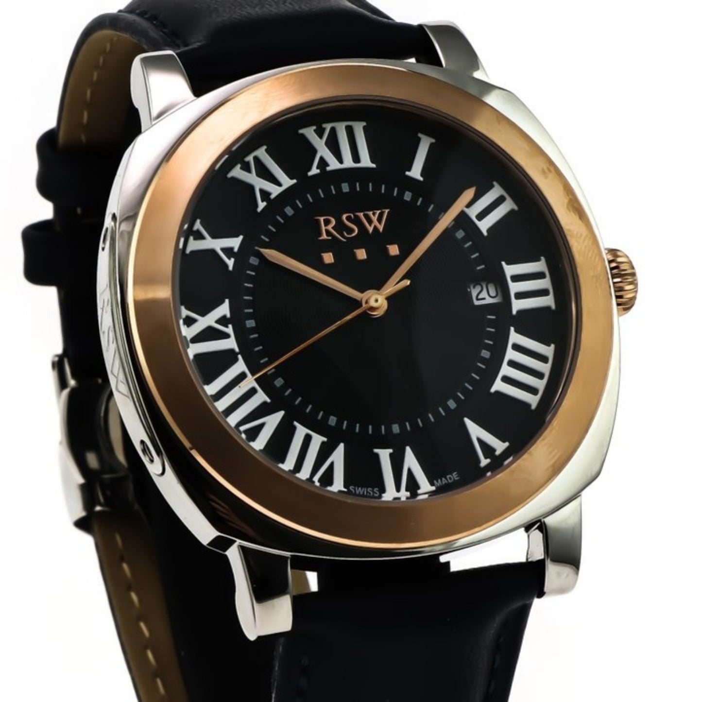 RSW • Swiss Watch • PVD Rose Gold • 46mm Quartz • 5ATM • RSWM118 • Date