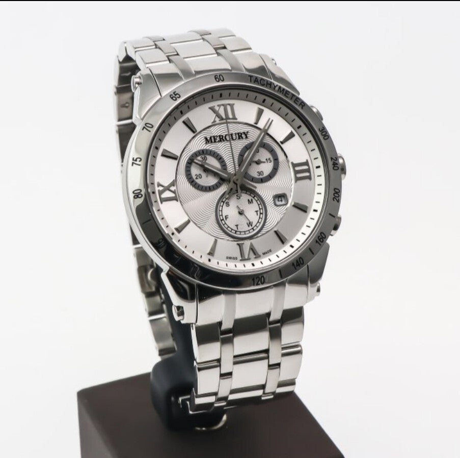 Mercury • ME335-SS-1 • Swiss Chronograph Watch • 45mm • Date SubDay  • 5 ATM