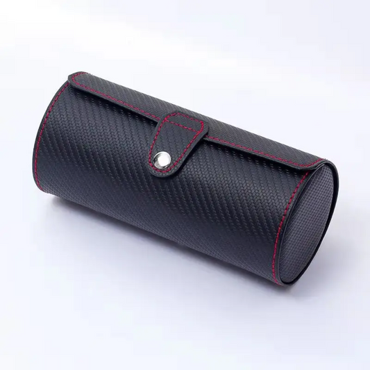 Premium Leather Watch Roll Case • Secure & Elegant Storage 1 to 3 Watches Black