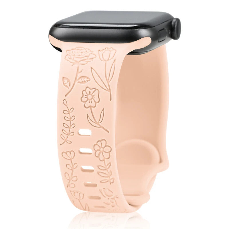 Engraved Soft Silicone Band • Waterproof Sport Strap • Apple Watch Compatible