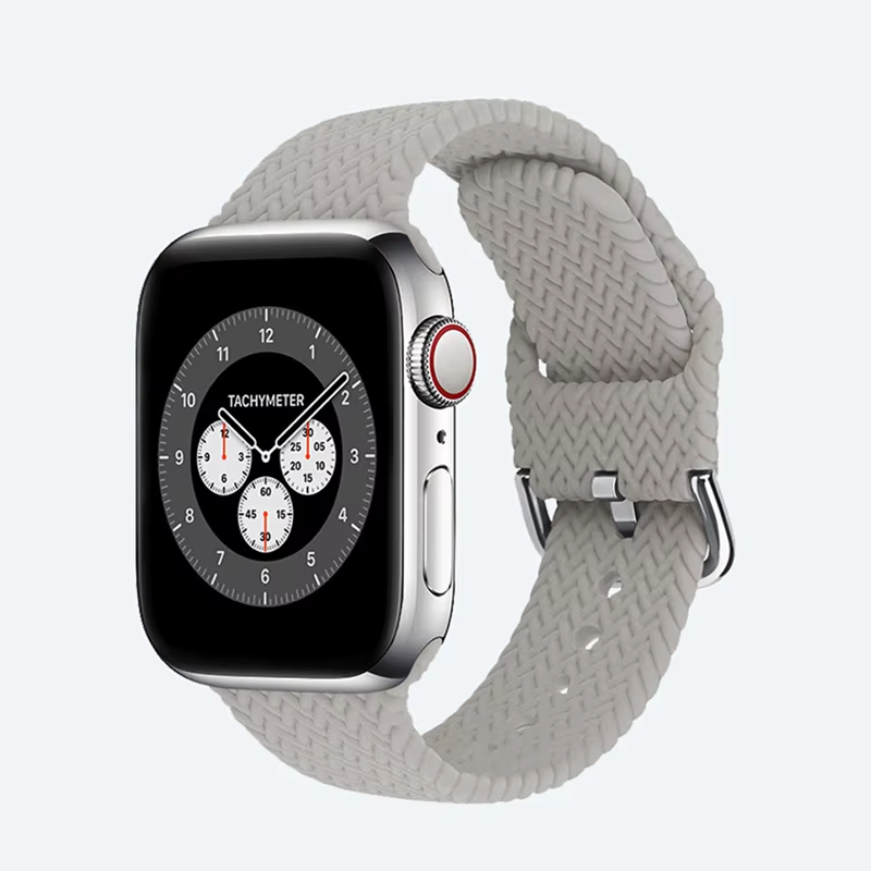 Woven Watch Band • Apple Watch Compatible • Soft Silicone • Adjustable 