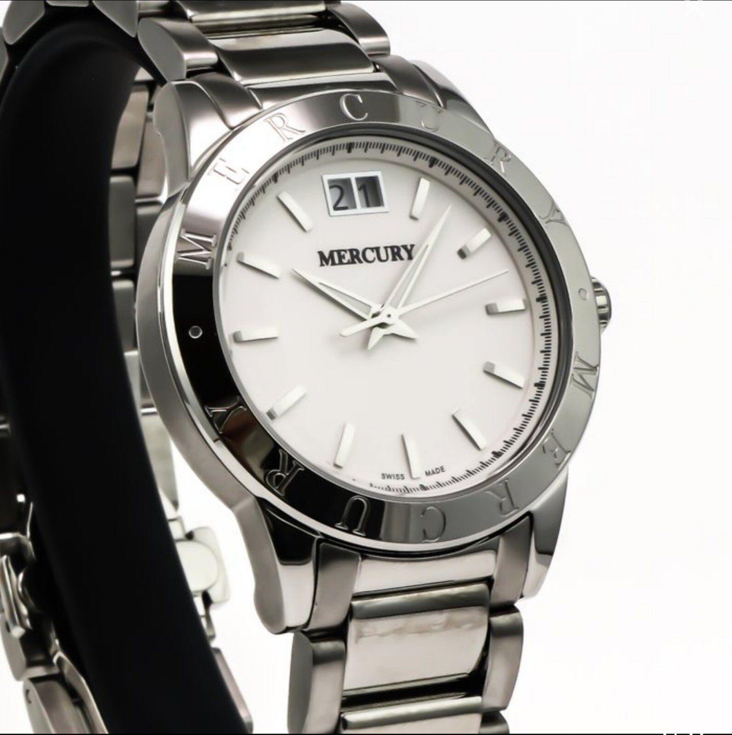 Mercury • Swiss Women's Watch •Stainless Steel Quart 36mm 5ATM • ME340 Big Date