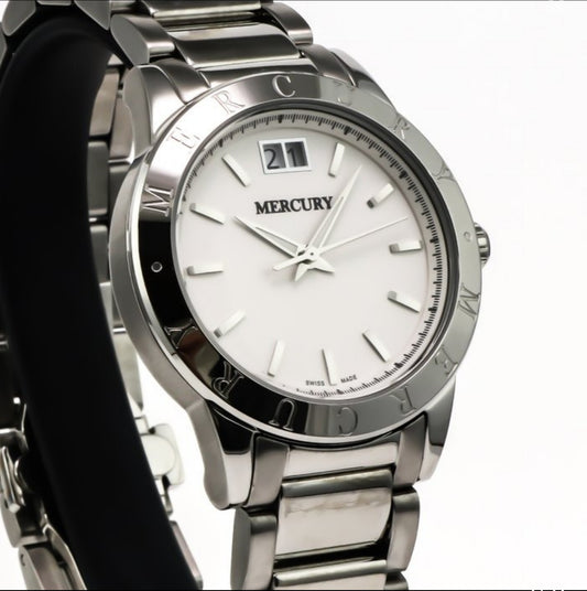 Mercury • Swiss Women's Watch •Stainless Steel Quart 36mm 5ATM • ME340 Big Date
