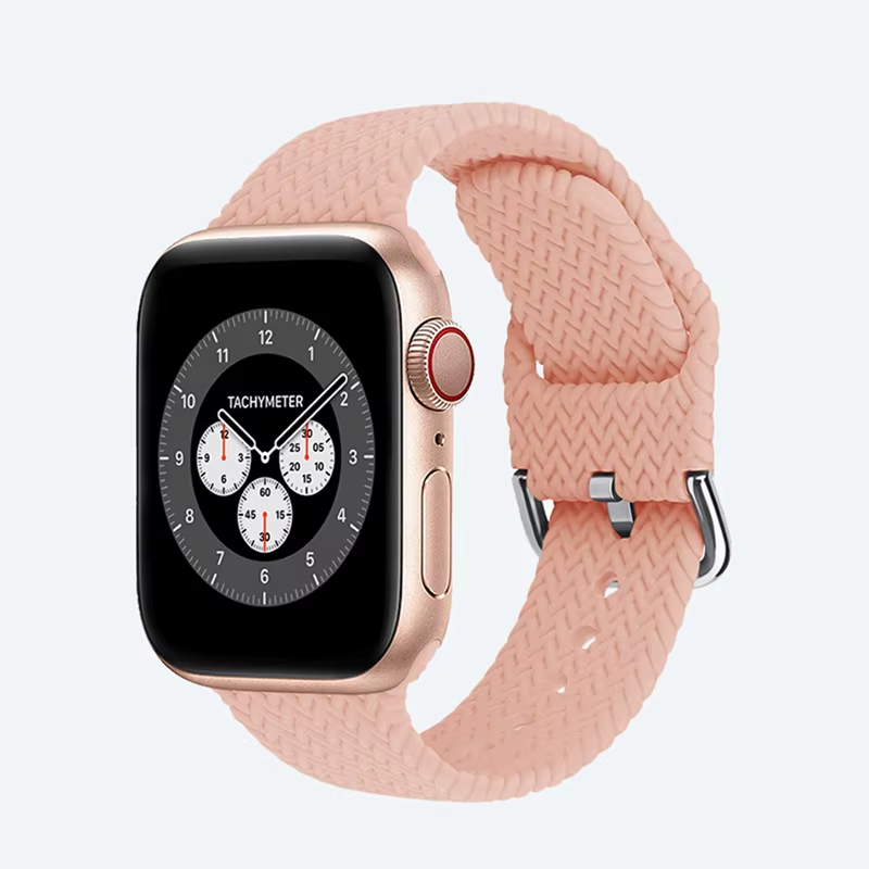 Woven Watch Band • Apple Watch Compatible • Soft Silicone • Adjustable 