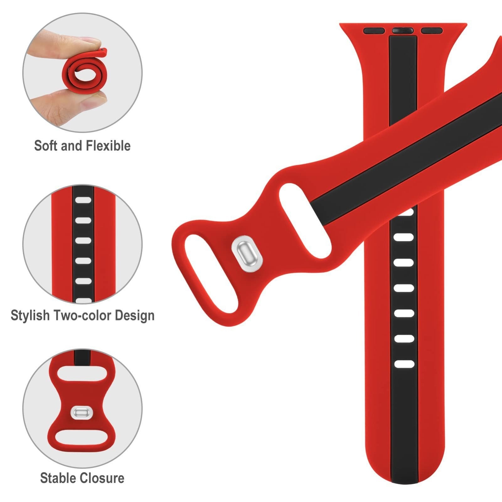 Sport Watch Band • Apple Watch Compatible • Silicone • Adjustable 