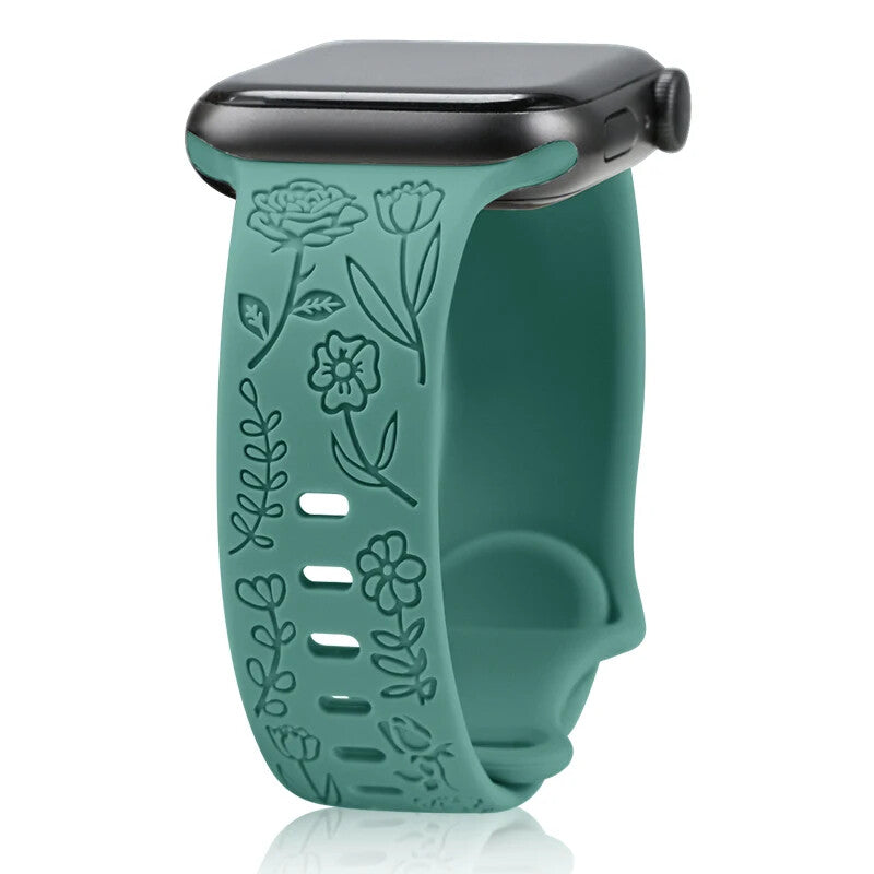 Engraved Soft Silicone Band • Waterproof Sport Strap • Apple Watch Compatible