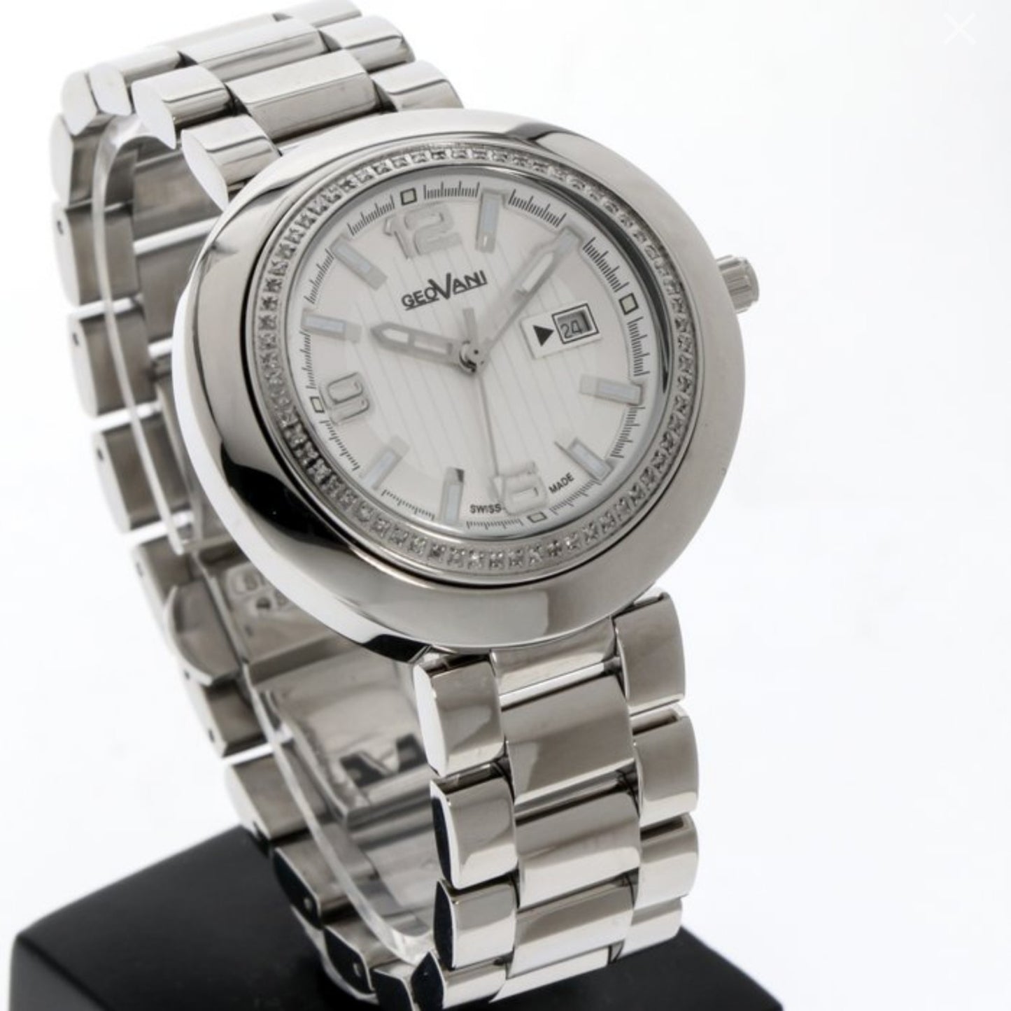 GEOVANI • Swiss Watch • Stainless Steel • Gemmed Bezel • 38mm Quartz 3ATM GOL511