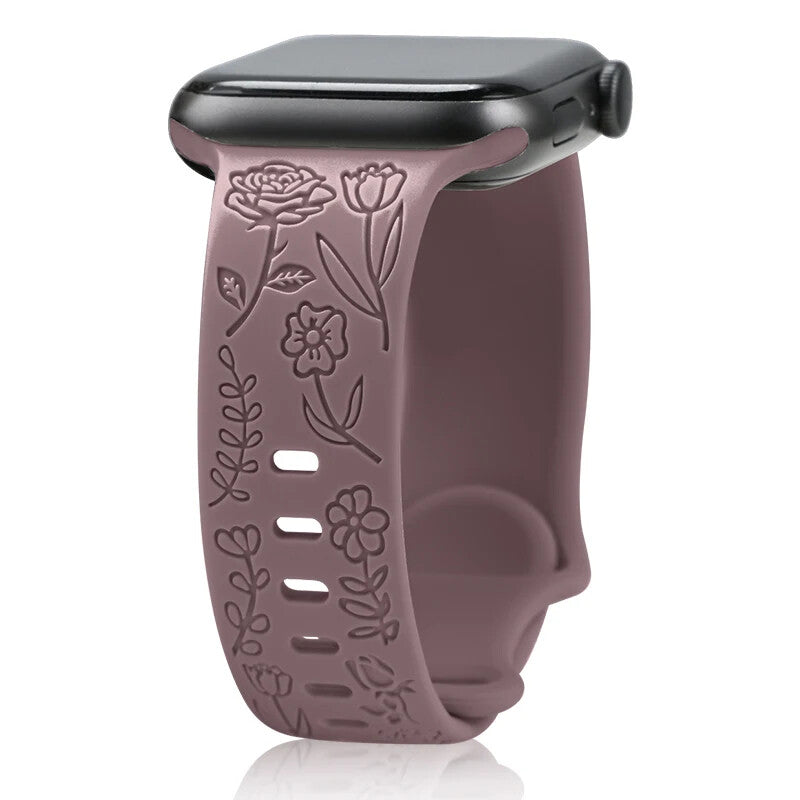 Engraved Soft Silicone Band • Waterproof Sport Strap • Apple Watch Compatible