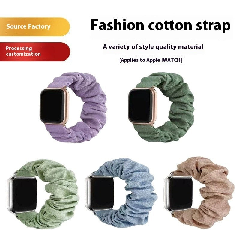 Scrunchie Fabric Watch Band • Apple Watch Compatible • Adjustable 