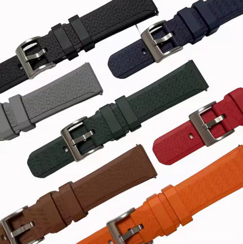 Carbon Fiber • Patterned FKM Rubber Watch Strap • 20mm & 22mm