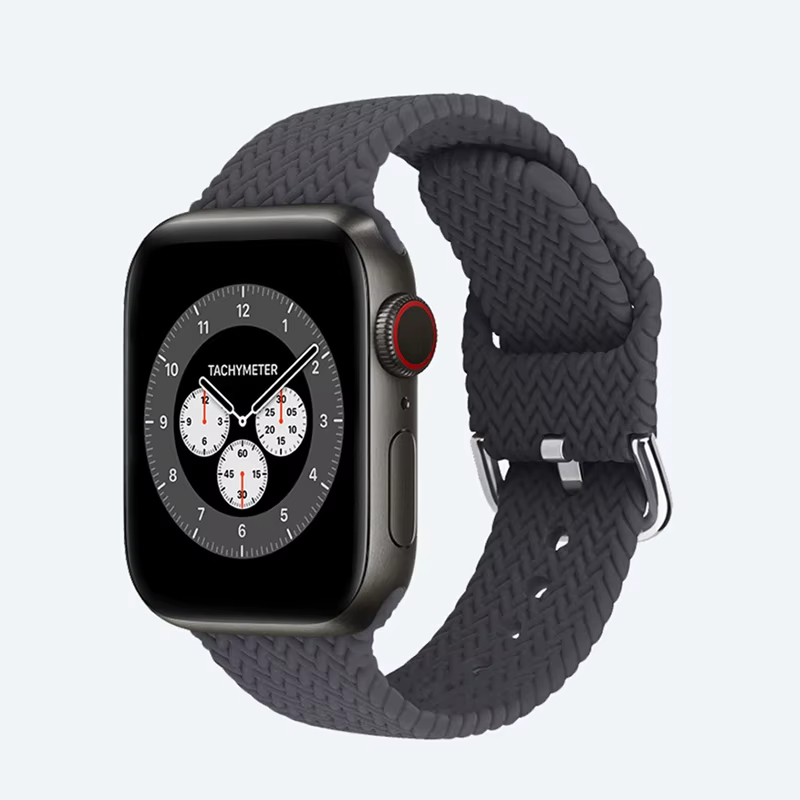 Woven Watch Band • Apple Watch Compatible • Soft Silicone • Adjustable 