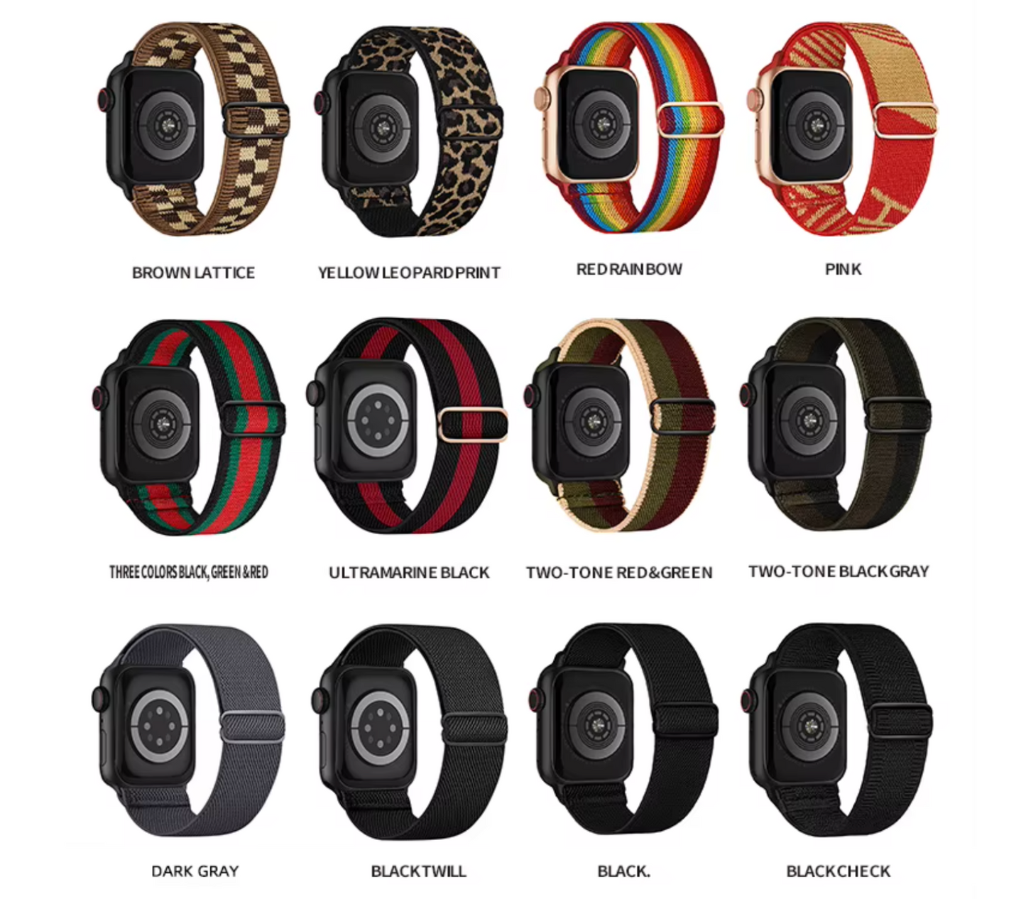 Nylon Watch Band • Apple Watch Compatible • Elastic Adjustable Comfortable 