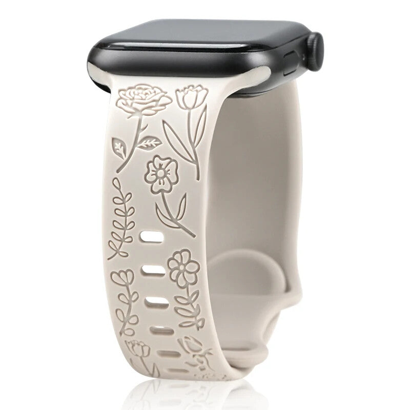 Engraved Soft Silicone Band • Waterproof Sport Strap • Apple Watch Compatible